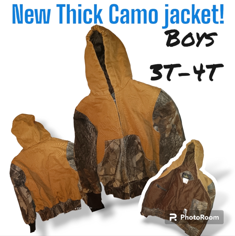 Boys or Girls  sizes 2t-4t  camo jacket outdoors light brown overalls